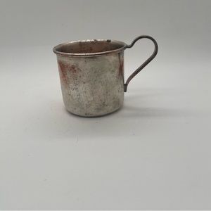 Vntge child's cup silver on copper modern design manufacturers stamped Trent